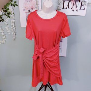 Romwe Women's Plus Size Short Sleeve Tie Knot Front T Shirt Dress